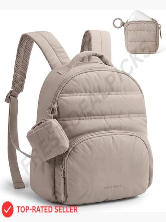 Quilted Puffer Mini Backpack with Detachable Pouch, Lightweight 2-in-1 Daypack, main image 6
